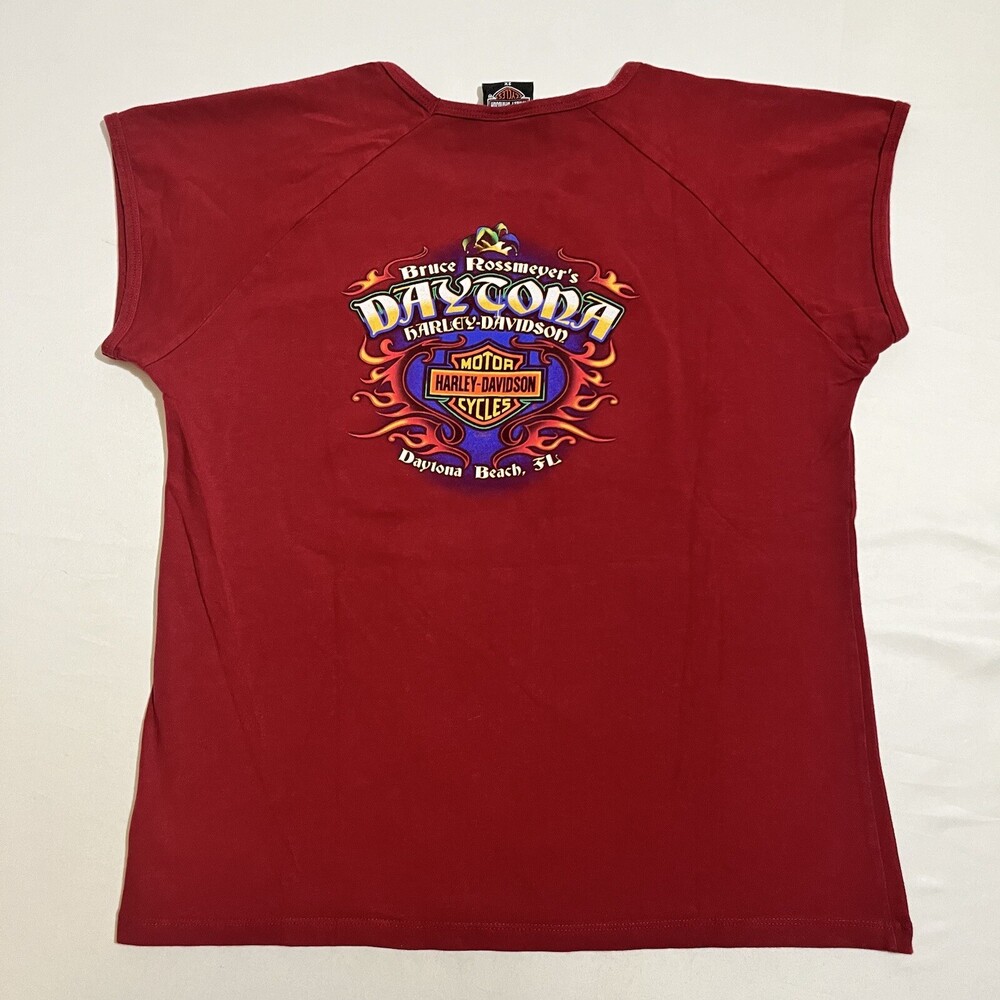 Vintage Harley Davidson Top Womens 2XL Daytona Beach FL Mardi Gras Biker Y2K